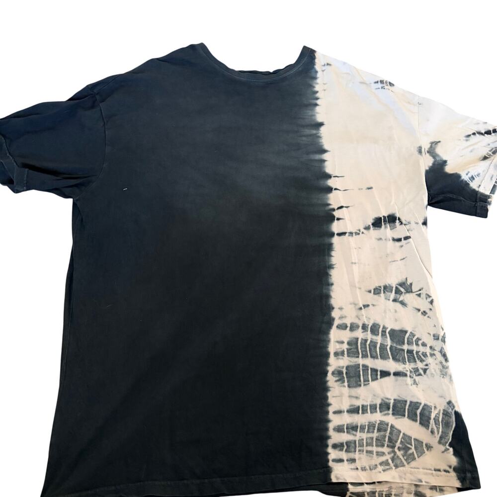 boohooMAN Split Tie Dye T-Shirt Mens Black Off White - Size L